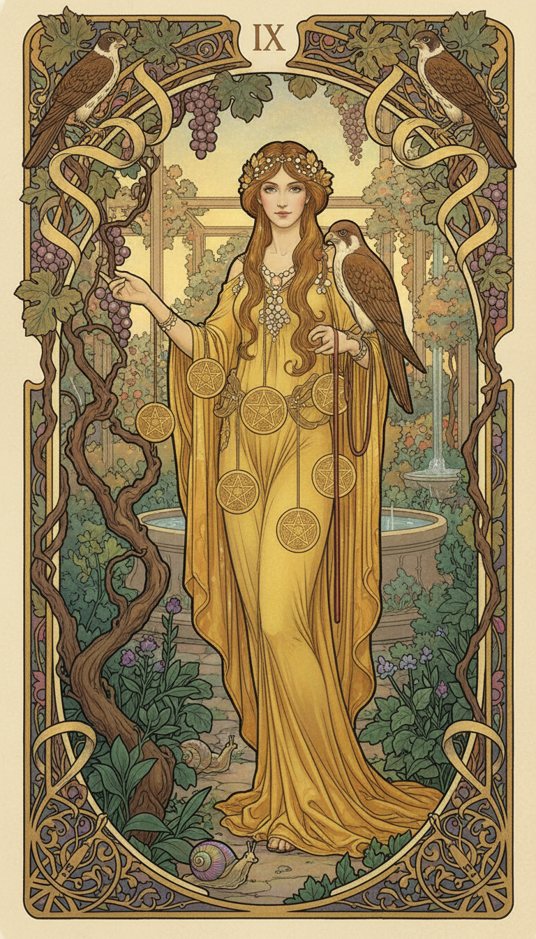 Nine of Pentacles tarot card
